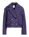 Sandro Simona Wool-blend Suit Blazer In Purple