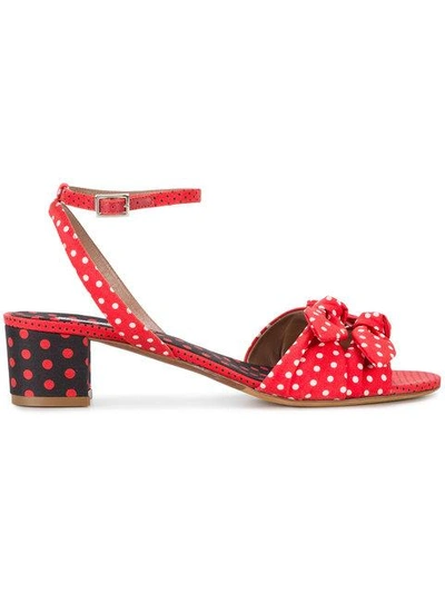 Tabitha Simmons Eloy Polka Dot-print Canvas Sandals In Red