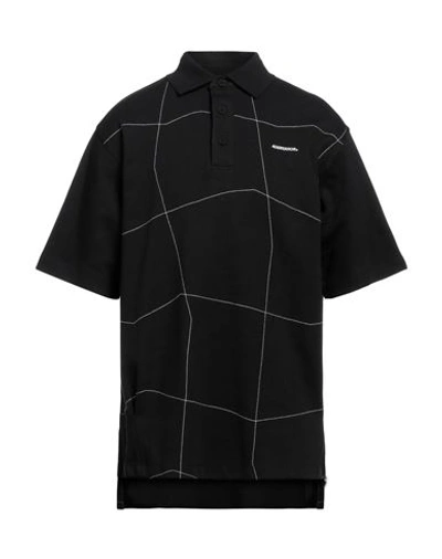 Ader Error Man Polo Shirt Black Size 1 Cotton, Polyester