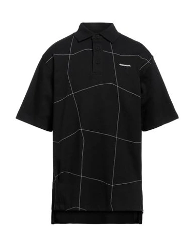 Ader Error Man Polo Shirt Black Size 1 Cotton, Polyester In Black