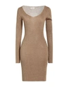 Vicolo Woman Mini Dress Camel Size Onesize Viscose, Nylon, Metallic Polyester In Beige