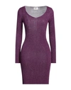 Vicolo Woman Mini Dress Plum Size Onesize Viscose, Nylon, Metallic Polyester In Purple