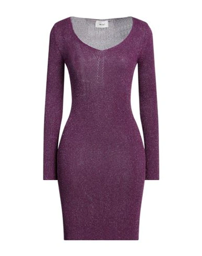 Vicolo Woman Mini Dress Deep Purple Size Onesize Viscose, Nylon, Metallic Polyester