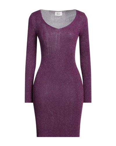 Vicolo Woman Mini Dress Plum Size Onesize Viscose, Nylon, Metallic Polyester In Purple