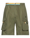 Marcelo Burlon County Of Milan Marcelo Burlon Man Shorts & Bermuda Shorts Military Green Size S Cotton, Recycled Polyester In Green