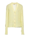 120% Lino Woman Cardigan Yellow Size Xs Cashmere, Mohair Wool, Wool, Polyamide