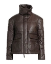 BE EDGY BE EDGY WOMAN PUFFER DARK BROWN SIZE M LAMBSKIN, POLYESTER