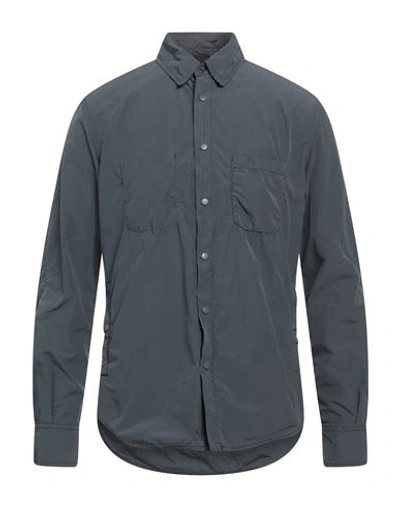 Aspesi Man Shirt Slate Blue Size L Polyester, Polyamide