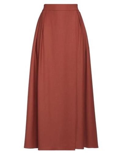 Berwich Woman Maxi Skirt Tan Size M Polyester, Virgin Wool, Elastane In Brown