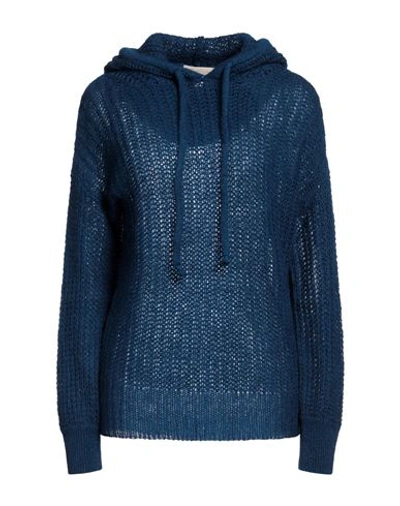 120% Lino Woman Sweater Navy Blue Size Xs Cashmere, Mohair Wool, Wool, Polyamide In Navy Blue