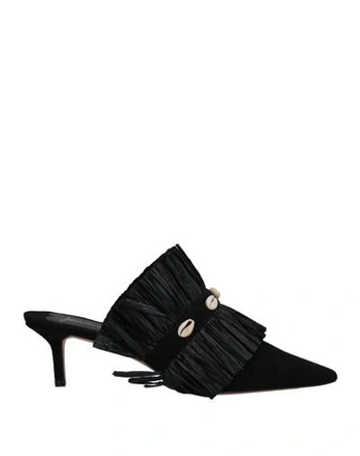 Jean-michel Cazabat Woman Sandals Black Size 7 Leather, Textile Fibers