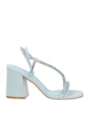 Stuart Weitzman Woman Sandals Sky Blue Size 8.5 Textile Fibers In Blue
