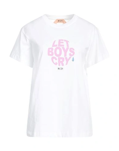 N°21 Woman T-shirt White Size 10 Cotton