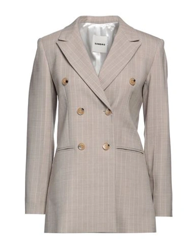 Sandro Woman Blazer Grey Size 10 Polyester, Virgin Wool, Elastane
