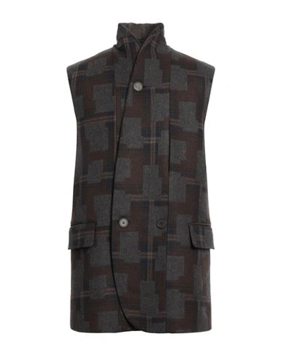 Emporio Armani Man Coat Dark Brown Size 42 Virgin Wool, Cashmere