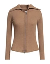 Svevo Woman Cardigan Camel Size 10 Merino Wool In Beige