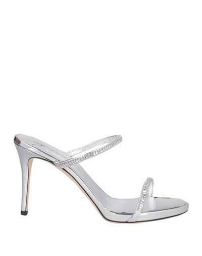 Giuseppe Zanotti Woman Sandals Silver Size 8 Soft Leather