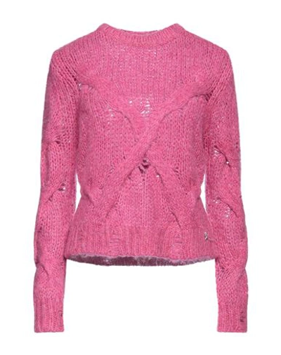 Patrizia Pepe Woman Sweater Fuchsia Size 2 Viscose, Polyamide, Wool, Mohair Wool In Pink