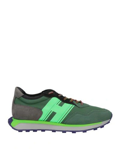 Hogan Man Sneakers Green Size 8.5 Soft Leather, Textile Fibers