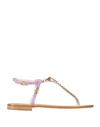 EMANUELA CARUSO CAPRI EMANUELA CARUSO CAPRI WOMAN THONG SANDAL LILAC SIZE 7.5 TEXTILE FIBERS