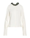 Jw Anderson Chain Necklace Cold-shoulder Pique Top In Off White