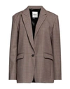 Sandro Woman Blazer Camel Size 10 Polyester, Virgin Wool In Beige