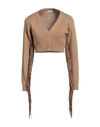 MIXIK MIXIK WOMAN CARDIGAN CAMEL SIZE M CASHMERE