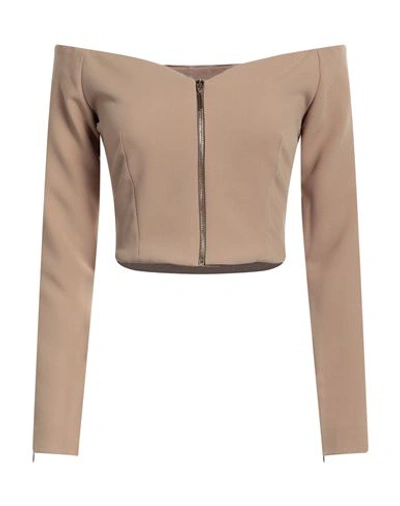 Simona Corsellini Woman Jacket Camel Size 8 Polyester, Elastane In Beige