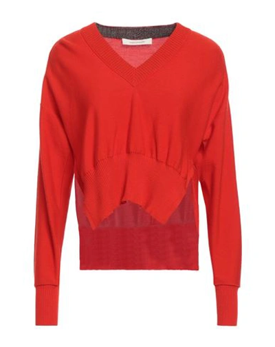 Cedric Charlier Woman Sweater Red Size 6 Virgin Wool