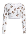 Moschino Woman Top White Size L Cotton, Elastane In White
