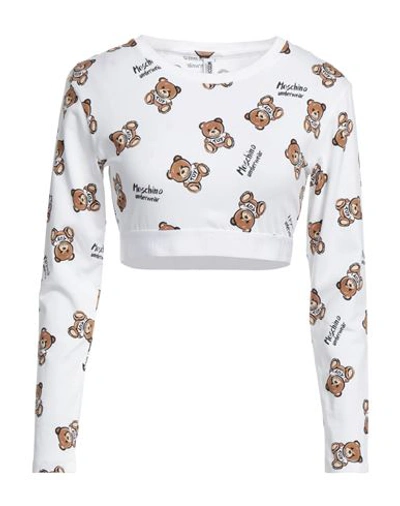 Moschino Woman Top White Size L Cotton, Elastane