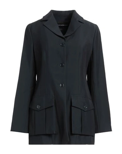 Emporio Armani Woman Blazer Midnight Blue Size 8 Viscose, Virgin Wool
