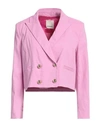 Pinko Woman Blazer Pink Size 6 Linen, Viscose, Elastane