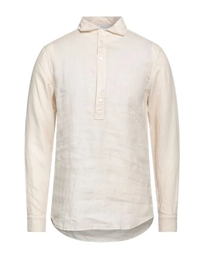 Paolo Pecora Man Shirt Beige Size 16 Cotton