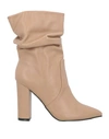 Sexy Woman Woman Ankle Boots Light Brown Size 11 Textile Fibers In Beige