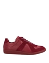 Maison Margiela Man Sneakers Burgundy Size 7 Soft Leather In Red