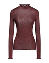 Del Core Woman Turtleneck Rust Size 4 Viloft, Metallic Fiber In Red