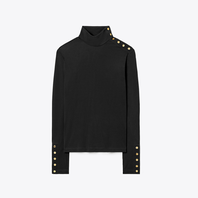 Tory Burch Viscose Jersey Turtleneck In Black