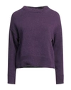 Alpha Studio Woman Sweater Purple Size 12 Merino Wool, Alpaca Wool, Polyamide In Purple