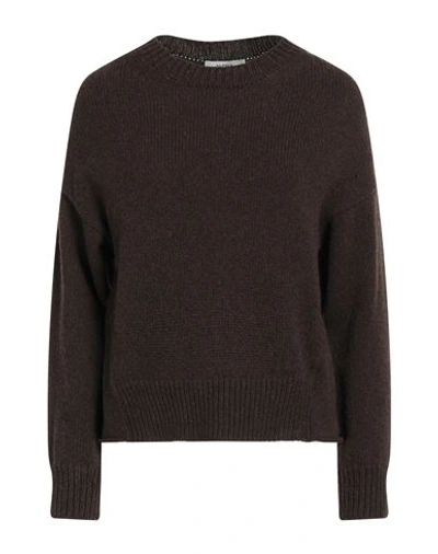 Alpha Studio Woman Sweater Dark Brown Size 12 Merino Wool In Brown