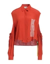 Off-white Woman Shirt Rust Size 6 Acetate, Silk, Polyester In Red