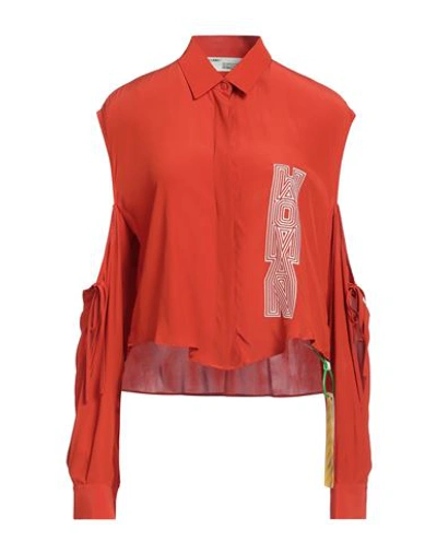 Off-white Woman Shirt Rust Size 4 Acetate, Silk, Polyester In Red