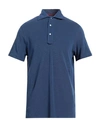 Isaia Man Polo Shirt Blue Size Xxl Cotton
