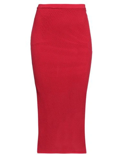 Federica Tosi Woman Midi Skirt Red Size 10 Viscose, Polyester