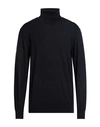 Thomas Reed Man Turtleneck Navy Blue Size Xxl Cashmere, Silk