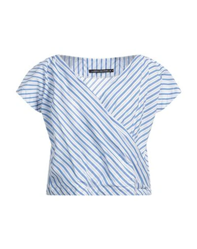 Alessio Bardelle Woman Shirt Azure Size M Cotton, Nylon, Elastane In Blue