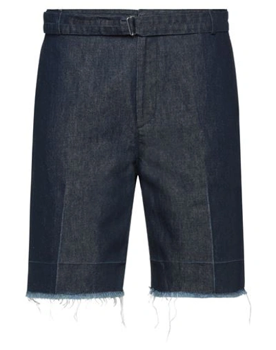 Lanvin Man Denim Shorts Blue Size 34 Cotton, Linen