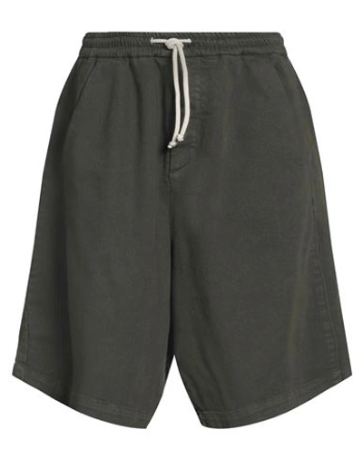 Société Anonyme Man Shorts & Bermuda Shorts Dark Green Size M Cotton, Elastane