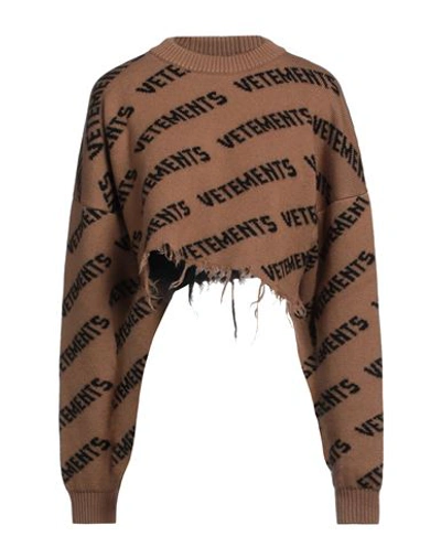 Vetements Woman Sweater Camel Size S Merino Wool In Beige