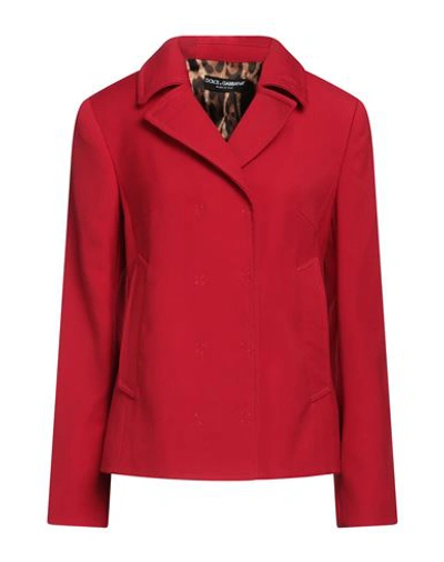 Dolce & Gabbana Woman Coat Red Size 6 Wool, Polyamide